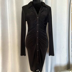 Date night sexy long sleeve nylon dress